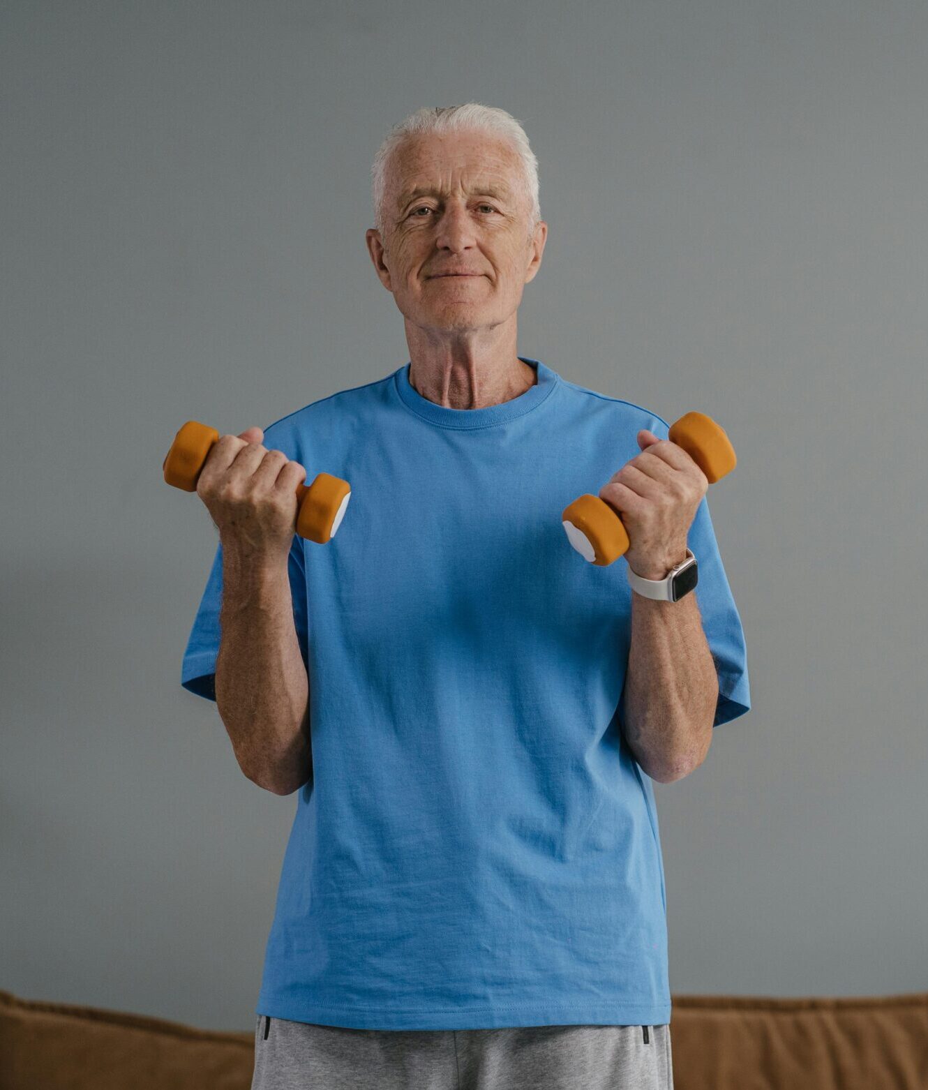 An old man exercising